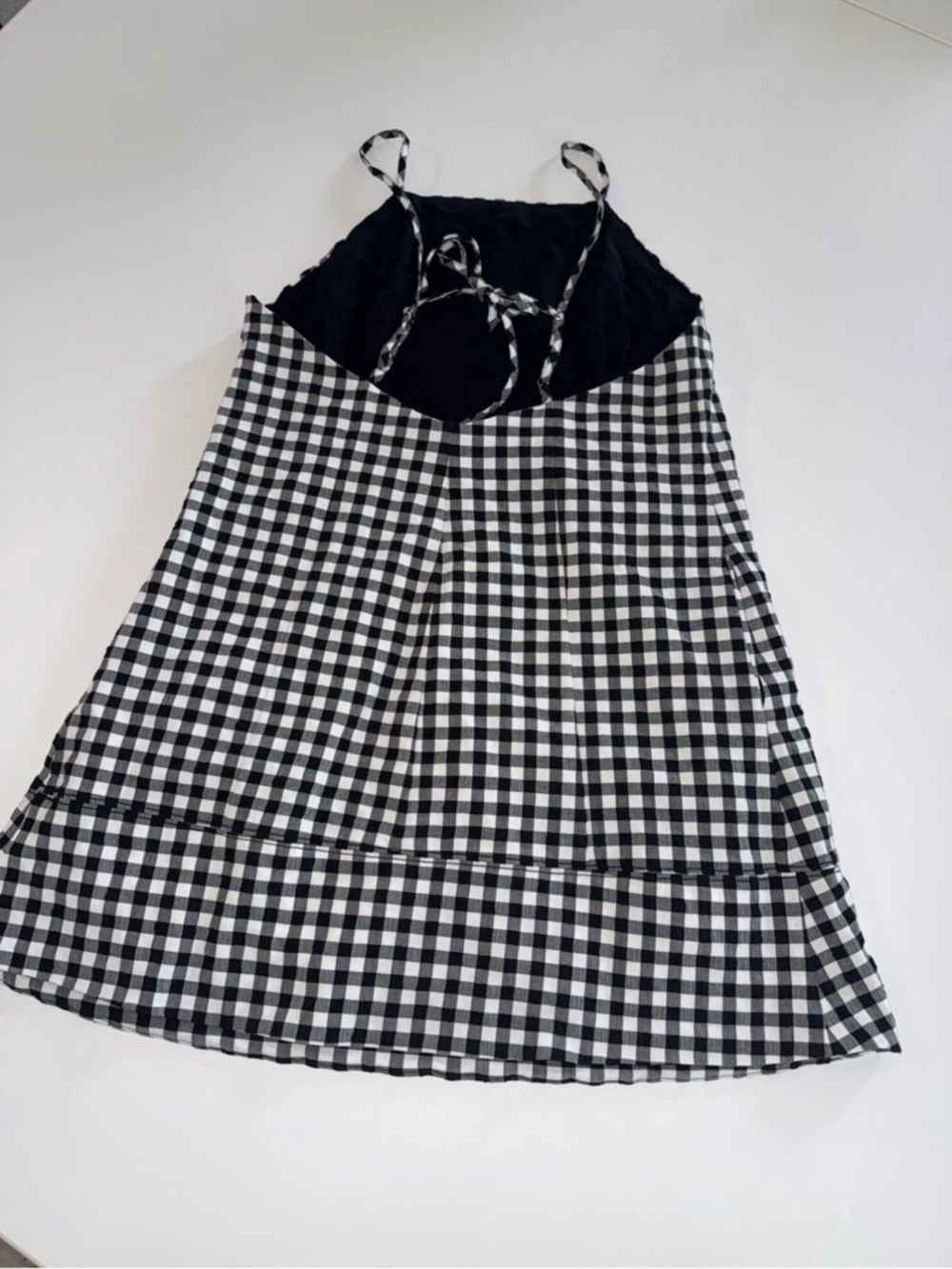 Anthropologie Apron Style Mini Dress Black White Check With Pockets Gingham XS - Picture 6 of 11